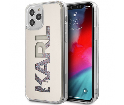 Husa Plastic - TPU Karl Lagerfeld Liquid Glitter Multi Mirror pentru Apple iPhone 12 / Apple iPhone 12 Pro, Argintie KLHCP12MKLMLGR