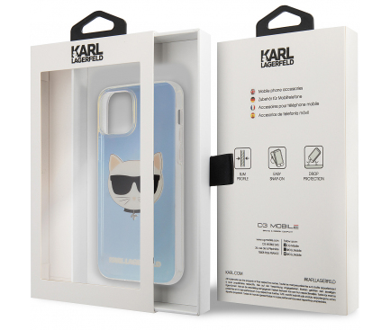 Husa Plastic - TPU Karl Lagerfeld Choupette Head pentru Apple iPhone 12 Pro Max, Transparenta Multicolor KLHCP12LCIR