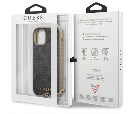 Husa TPU Guess Charms 4G pentru Apple iPhone 12 mini, Gri GUHCP12SGF4GGR