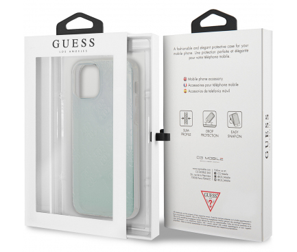Husa pentru Apple iPhone 12 mini, Guess, 3D Raised Iridescent, Transparenta GUHCP12S3D4GIRBL