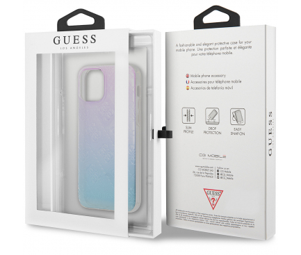 Husa pentru Apple iPhone 12 mini, Guess, 3D Raised Iridescent, Albastra GUHCP12S3D4GGBP