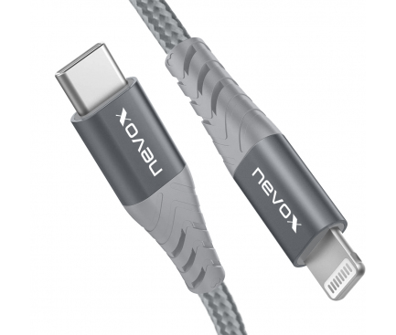 Cablu Date si Incarcare USB Type-C la Lightning Nevox, 0.5 m, Gri