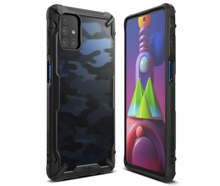 Husa Plastic - TPU Ringke Fusion X pentru Samsung Galaxy M51, Camo, Neagra XDSG0043