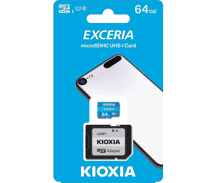 Card Memorie MicroSDXC KIOXIA Exceria (M203) cu Adaptor, 64Gb, Clasa 10 / UHS-1 U1 LMEX1L064GG2