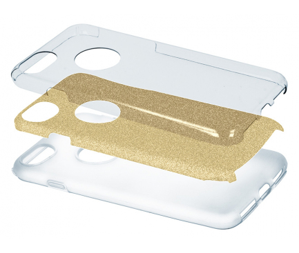 Husa TPU OEM Glitter 3in1 pentru Apple iPhone 11, Aurie