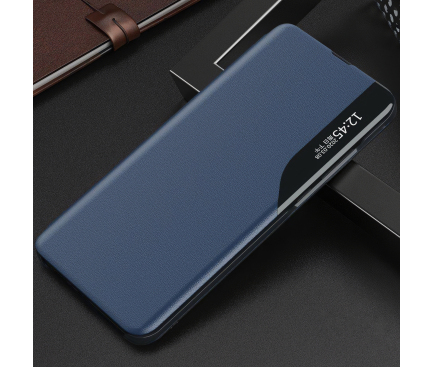 Husa Piele OEM Eco Leather View pentru Samsung Galaxy S20 G980, cu suport, Bleumarin