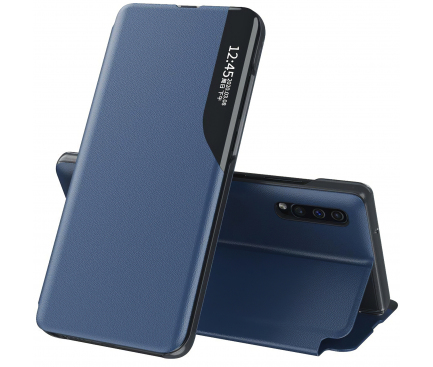 Husa Piele OEM Eco Leather View pentru Samsung Galaxy A10 A105, cu suport, Albastra