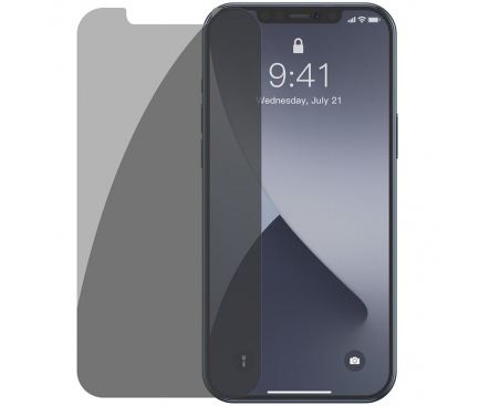 Folie Protectie Ecran Baseus Privacy pentru Apple iPhone 12 Pro Max, Sticla securizata, Set 2buc, 0.3mm, Transparenta SGAPIPH67N-LK02