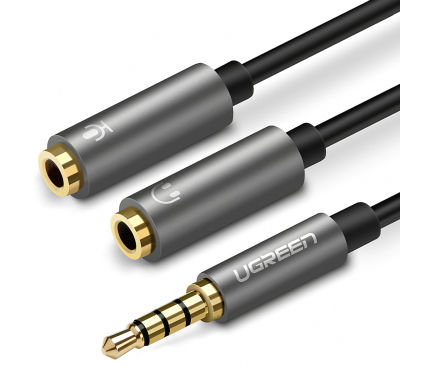 Adaptor Audio Splitter 3.5 mm la 3.5 mm UGREEN Dual AV141, 0.2 m, Negru, Blister 