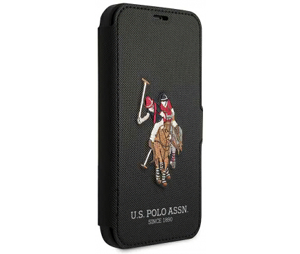 Husa pentru Apple iPhone 12 mini, U.S. Polo, Embroidery Book, Neagra USFLBKP12SPUGFLBK
