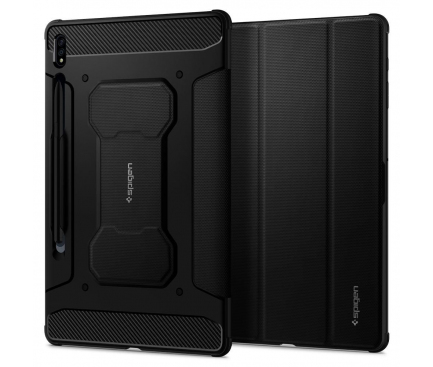 Husa Tableta TPU Spigen RUGGED ARMOR pentru Samsung Galaxy Tab S7 Plus T970 / Samsung Galaxy Tab S7 Plus T976, Neagra ACS01607