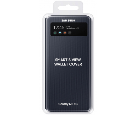 Husa Samsung Galaxy A51 5G A516, S View Wallet, Neagra, Resigilat, Blister EF-EA516PBE 