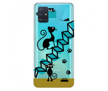 Husa TPU OEM Painted Cat pentru Samsung Galaxy A51 A515, Multicolor