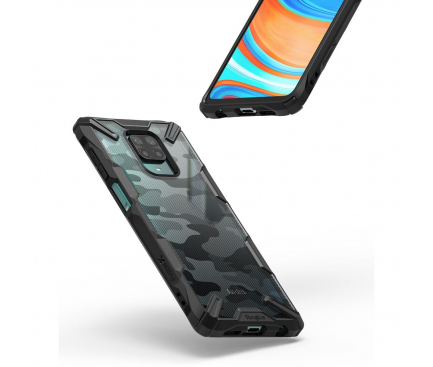 Husa Plastic - TPU Ringke Fusion X pentru Xiaomi Redmi Note 9S / Xiaomi Redmi Note 9 Pro, Camo, Neagra XDXI0008