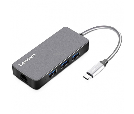 Hub USB Lenovo HUB-C506, 4 x USB, Port Alimentare Type-C, Gri
