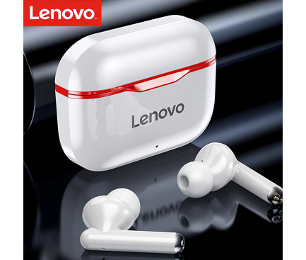 Handsfree Casti Bluetooth Lenovo LivePods LP1, SinglePoint, Alb Rosu