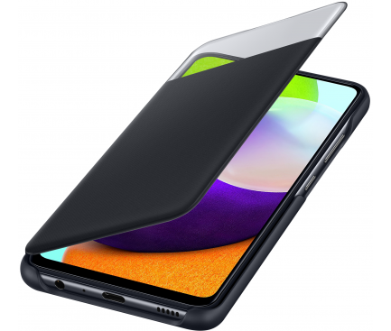 Husa pentru Samsung Galaxy A72 A725 / A72 5G A726, S-View Wallet, Neagra EF-EA725PBEGEE