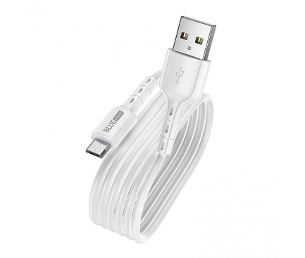 Cablu Date si Incarcare USB-A - microUSB BLUE Power BMDU01 Novel, 18W, 1m, Alb
