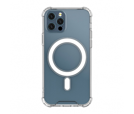 Husa TPU OEM MagSafe Magnetic Antisoc pentru Apple iPhone 12 Pro Max, Transparenta