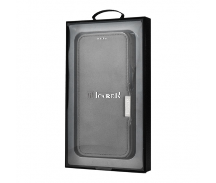 Husa Piele iCarer Vintage Leather pentru Apple iPhone 12 Pro Max, Neagra RIX1202B