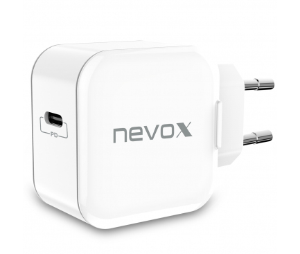 Incarcator Retea USB Nevox Wall Charger, 1 X USB Tip-C, 20W, Power Delivery, Alb