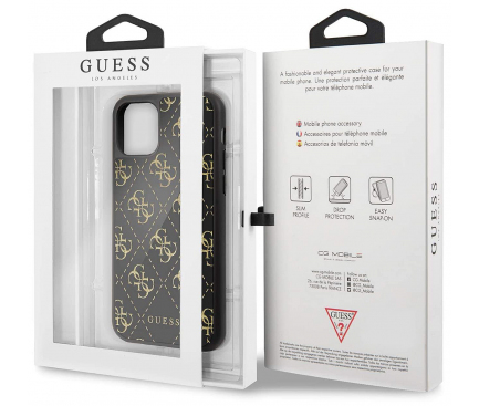 Husa Plastic - TPU Guess 4G Double Layer Glitter pentru Apple iPhone 11 Pro Max, Neagra GUHCN654GGPBK