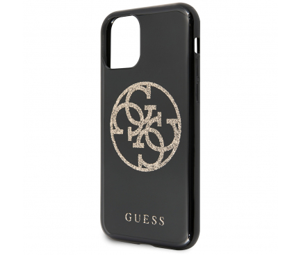 Husa Plastic - TPU Guess 4G Glitter Circle pentru Apple iPhone 11 Pro, Neagra GUHCN58TPUBKGLG