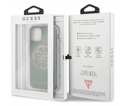 Husa Plastic - TPU Guess 4G Glitter Circle pentru Apple iPhone 11 Pro, Kaki GUHCN58PCUGLKA