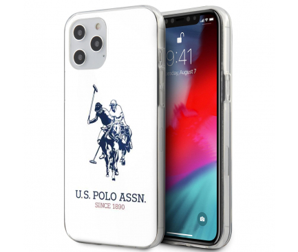 Husa pentru Apple iPhone 12 / 12 Pro, U.S. Polo, Shiny Big Logo, Alba USHCP12MTPUHRWH