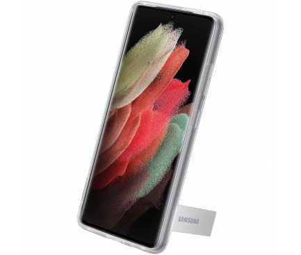 Husa TPU Samsung Galaxy S21 Ultra 5G, Standing Cover, Transparenta EF-JG998CTEGWW