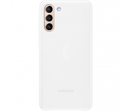 Husa pentru Samsung Galaxy S21+ 5G G996, Led Cover, Alba EF-KG996CWEGWW