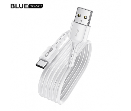 Cablu Date si Incarcare USB la USB Type-C BLUE Power, 1 m, Alb, Bulk 