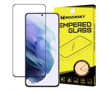 Folie de protectie Ecran WZK pentru Samsung Galaxy S21 5G G991, Sticla securizata, Full Glue, Neagra