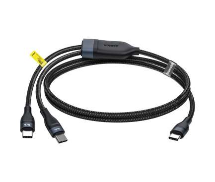 Cablu Incarcare USB Type-C la USB Type-C Baseus 2 in 1, 1.5 m, 100W, Negru CA1T2-C01