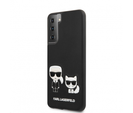 Husa Plastic - Piele Ecologica Karl Lagerfeld Karl &Choupette pentru Samsung Galaxy S21+ 5G, Neagra KLHCS21MPCUSKCBK