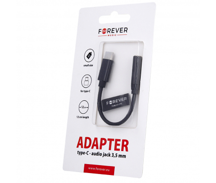 Adaptor Audio USB Type-C la 3.5 mm Forever, 0.12 m, Negru