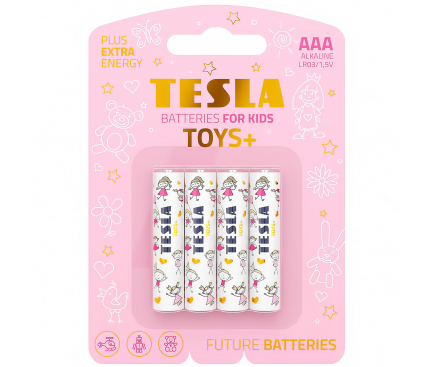 Baterie Tesla Batteries Toys+ Girl, AAA / LR03 / 1.5V, Set 4 bucati, Alcalina
