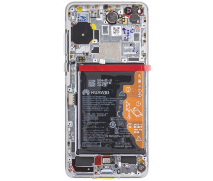 Display cu Touchscreen Huawei P40, cu Rama si Acumulator, Alb (Ice White), Service Pack 02353MFW