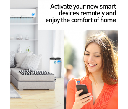 Hub Telecomanda Tellur Smart Home, WiFI, IR, Senzor Umiditate / Temperatura, Alexa / Google Home, Negru TLL331241