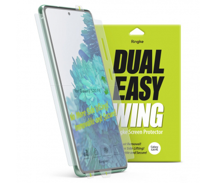Folie Protectie Ecran Ringke Dual Easy pentru Samsung Galaxy S20 FE G780 / Samsung Galaxy S20 FE 5G G781, Plastic, Full Face, Set 2 Bucati DWSG0014