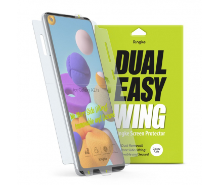 Folie Protectie Ecran Ringke Dual Easy pentru Samsung Galaxy A21s, Plastic, Full Face, Set 2 Bucati DWSG0012