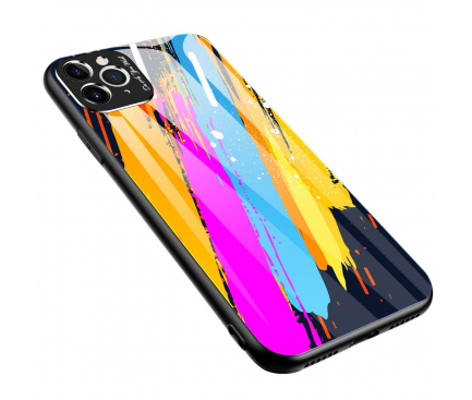 Husa TPU OEM Color Glass3 pentru Apple iPhone 11 Pro, cu spate din sticla, Multicolor