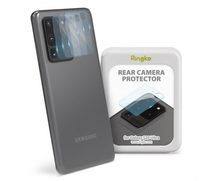 Folie Protectie Camera spate Ringke pentru Samsung Galaxy S20 Ultra G988, Sticla securizata, Set 3 Bucati, 9H IGSG0018
