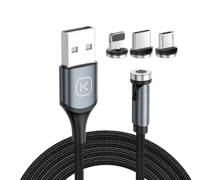 Cablu Incarcare USB - Lightning / USB Type-C / MicroUSB KUULAA KL-O135, 1 m, Magnetic, 2.4A, Negru