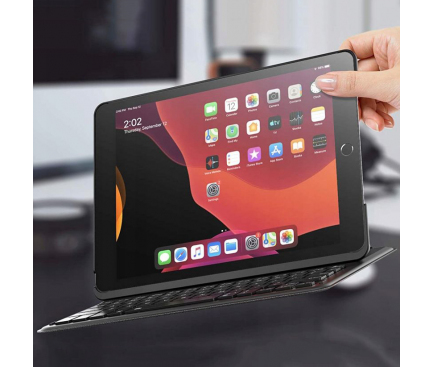 Husa Tableta TPU INFILAND Cu Tastatura pentru Apple IPad 10.2 (2019) / Apple IPad 10.2 (2020) / Apple IPad 10.2 (2021), Neagra
