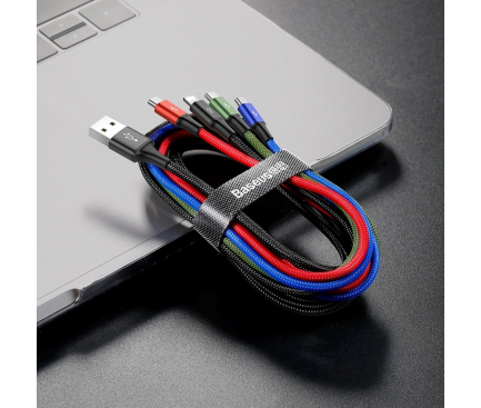 Cablu Date si Incarcare USB - Lightning / USB Type-C / 2 x MicroUSB Baseus, 1.2 m, 3.5A, Negru CA1T4-C01