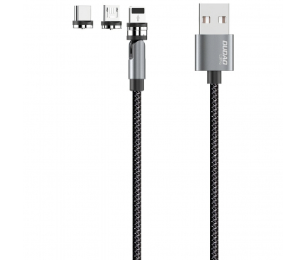 Cablu Incarcare USB - Lightning / USB Type-C / MicroUSB Dudao L9Pro, 1 m, Magnetic, 3 in 1, 3A, Gri