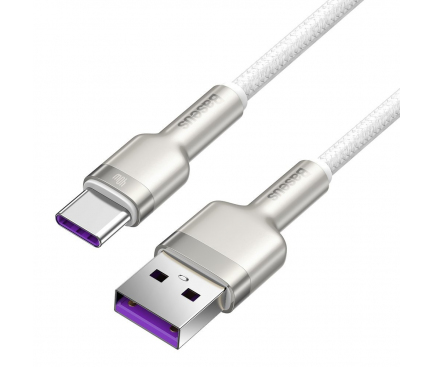 Cablu Date si Incarcare USB la USB Type-C Baseus Cafule, 2 m, 40W, Alb CATJK-B02