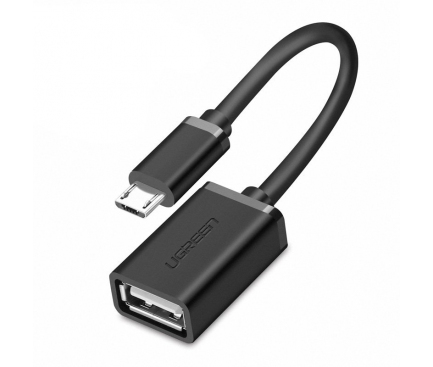 Adaptor OTG USB la MicroUSB UGREEN US133, 0.12 m, Negru