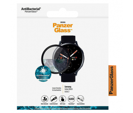 Folie Protectie Ecran PanzerGlass pentru Samsung Galaxy Watch Active2 44mm, Sticla securizata, Full Face, Neagra